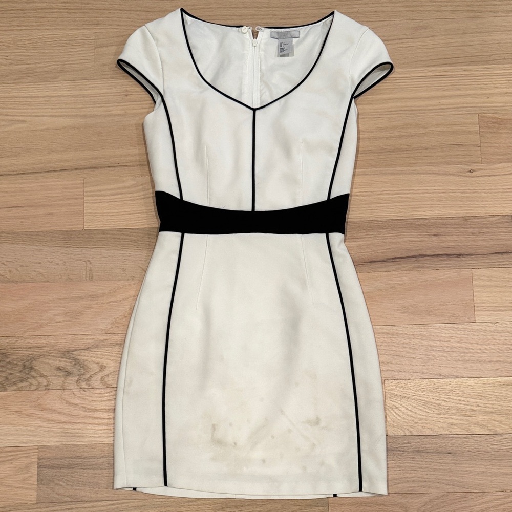 H&M White Dress with Black Trim